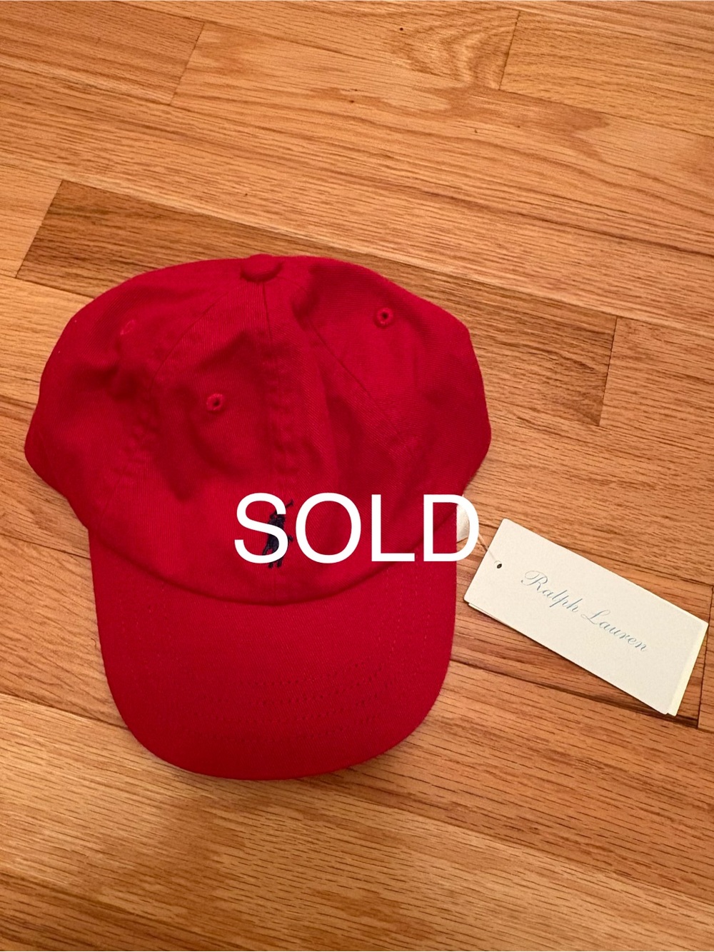 Polo Ralph Lauren Red Baby Boy Preppy Baseball Cap with Navy Pony NWT 12m-24m